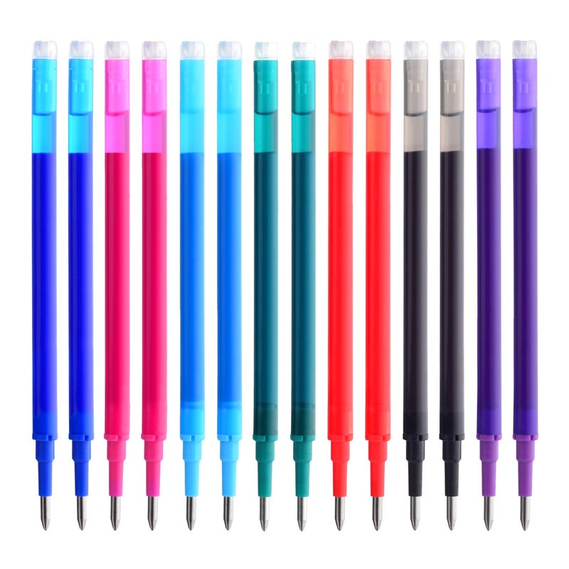 ParKoo Gel Ink Refills Compatible with FriXion and Friction Erasable Gel Pens, Fine Point 0.7 mm, 7 Colors, Pack of 14 - Image 1